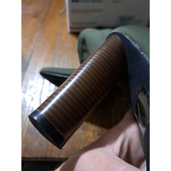 10M Fashion Nova Connie Olive Green Pointed Toe Chunky High Heel Boot Booties - Picture 7 of 8